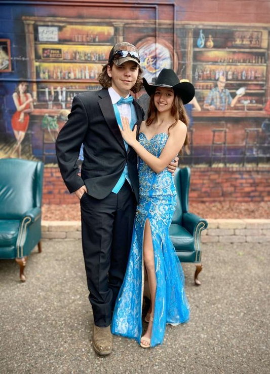 Elegant Sweetheart Neckline Blue Mermaid Prom Dress With Split  Y6831