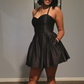 Black A-line Homecoming Dress,Black Short Dress ,Y2449