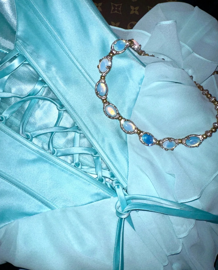 Classy Strapless Blue Chiffon Layered Mermaid Prom Gown Birthday Party Dress SP816