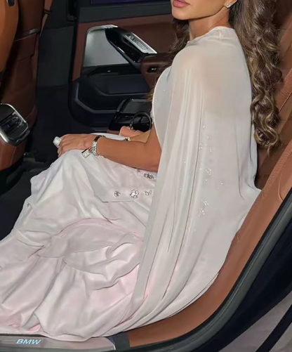 Elegant Strapless White Chiffon Beaded Mermaid Prom Dress Formal Birthday Party Dress SP585