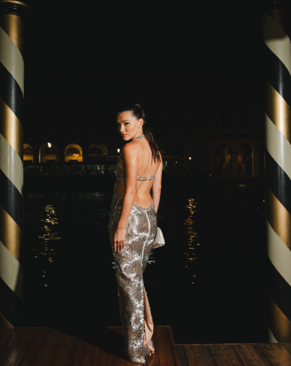 Gorgeous Halter Sequin Beaded Silver Long Prom Dress Backless Slit Evening Dress Y9950