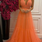A Line Orange Formal Evening Dress,Prom Party Long Gown Y6146