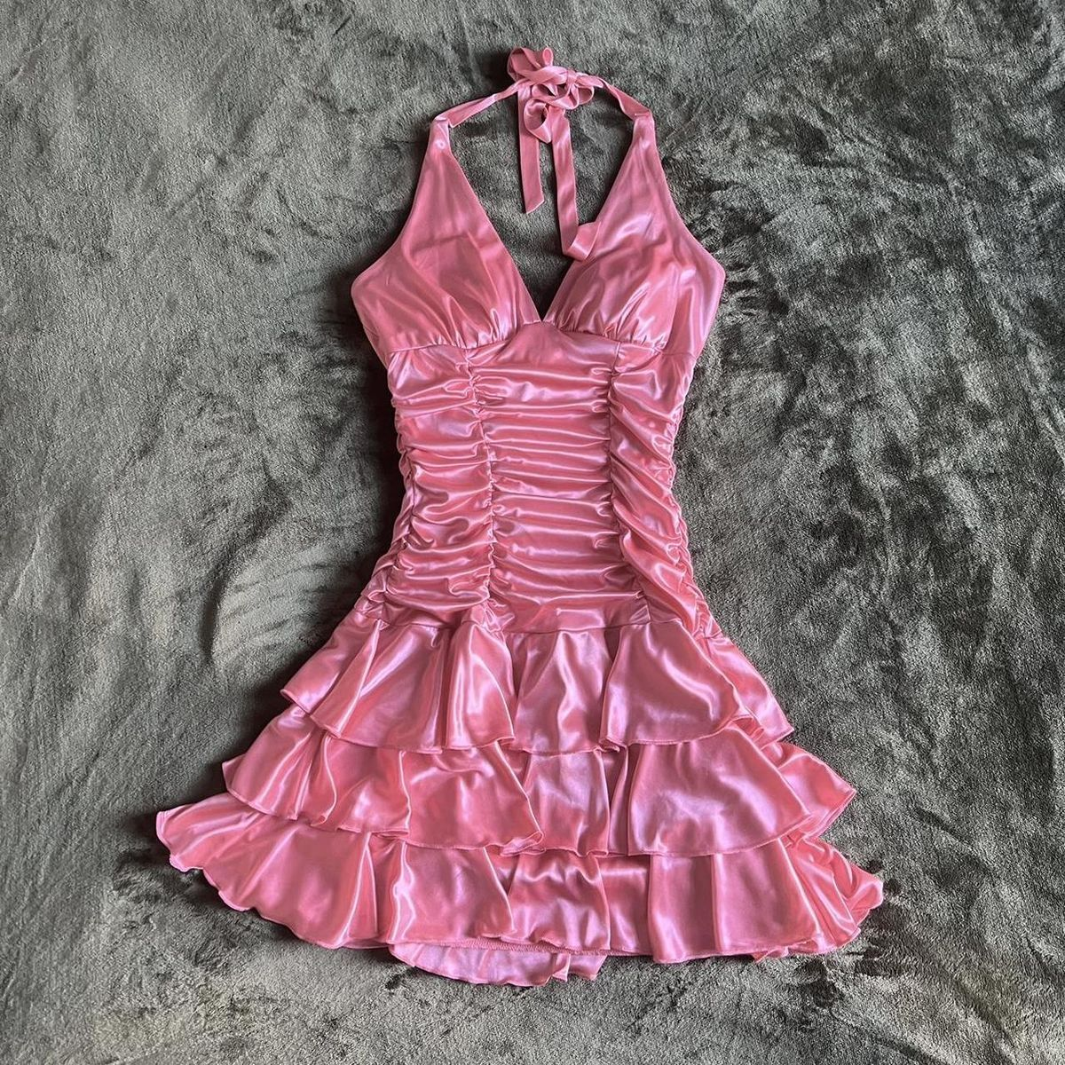 Pretty Pink Satin Pleated A Line Short 6th Grade Homecoming Dress,Halter Short Prom Dress SP3490