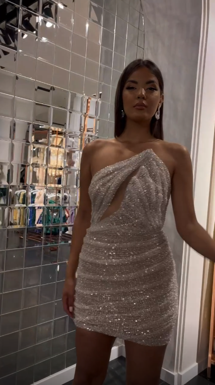 Glitter White Sequin Sheath Short Graduation Homecoming Dress,Formal Short 16th Birthday Outfits SP3430