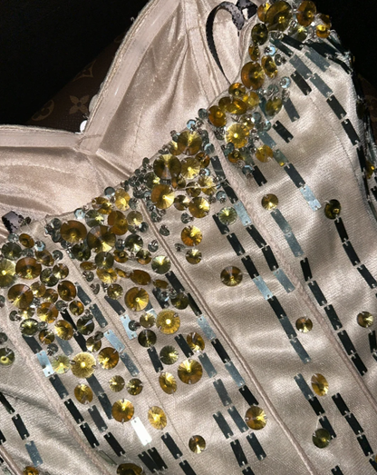 Gorgeous Green Strapless Tulle Sequin Beaded Mermaid Party Dress Long Prom Gown SP949