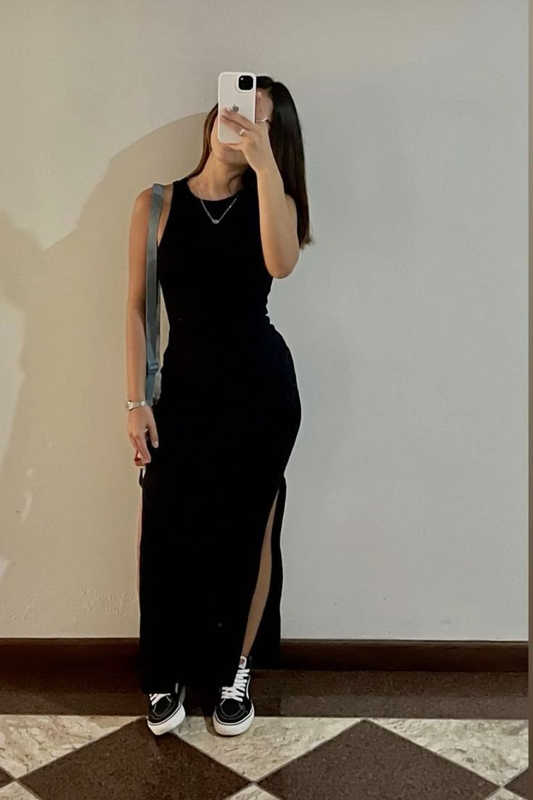 Sexy Black Sheath Evening Dress With Split Y7160