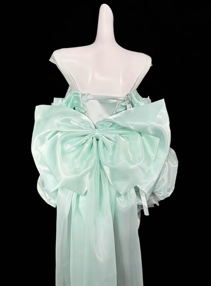 Pretty Mint Green Tulle Appliques A Line Short Homecoming Dress Birthday Outfits With Bow SP3507