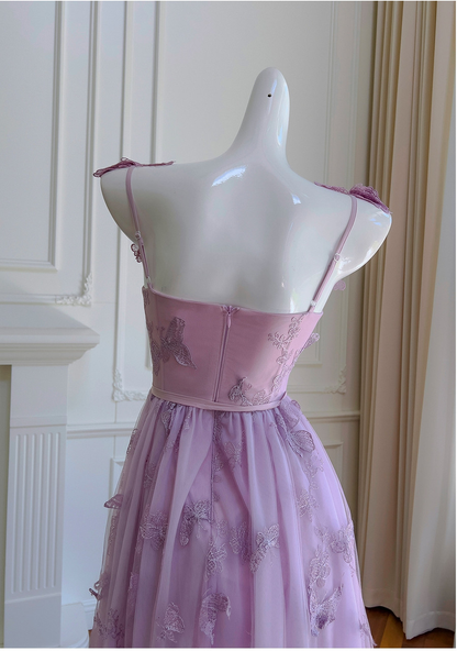 Pretty Purple Tulle Butterfly Straps Short Homecoming Dress Birthday Outfits Y8823