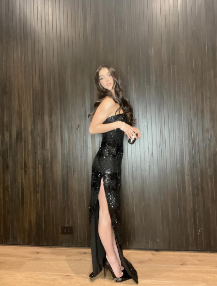 Sexy Black Strapless Satin Sequin Slit Long Party Dress Birthday Prom Dresses SP1037