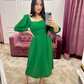 Simple Green Puff Sleeves Prom Dress,Green Party Gown Y5966