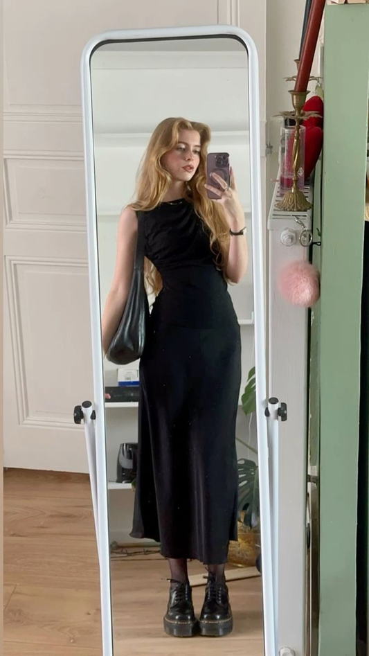 Classy Black Sleeveless Prom Dress,Black Formal Gown  Y7296