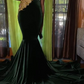 Charming Green Mermaid Evening Dress,Green Evening Gown Y6537