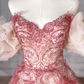 Pretty Tulle Beaded Red A Line Off The Shoulder Prom Dress Evening Dress,Formal Birthday Ball Gown Y8621
