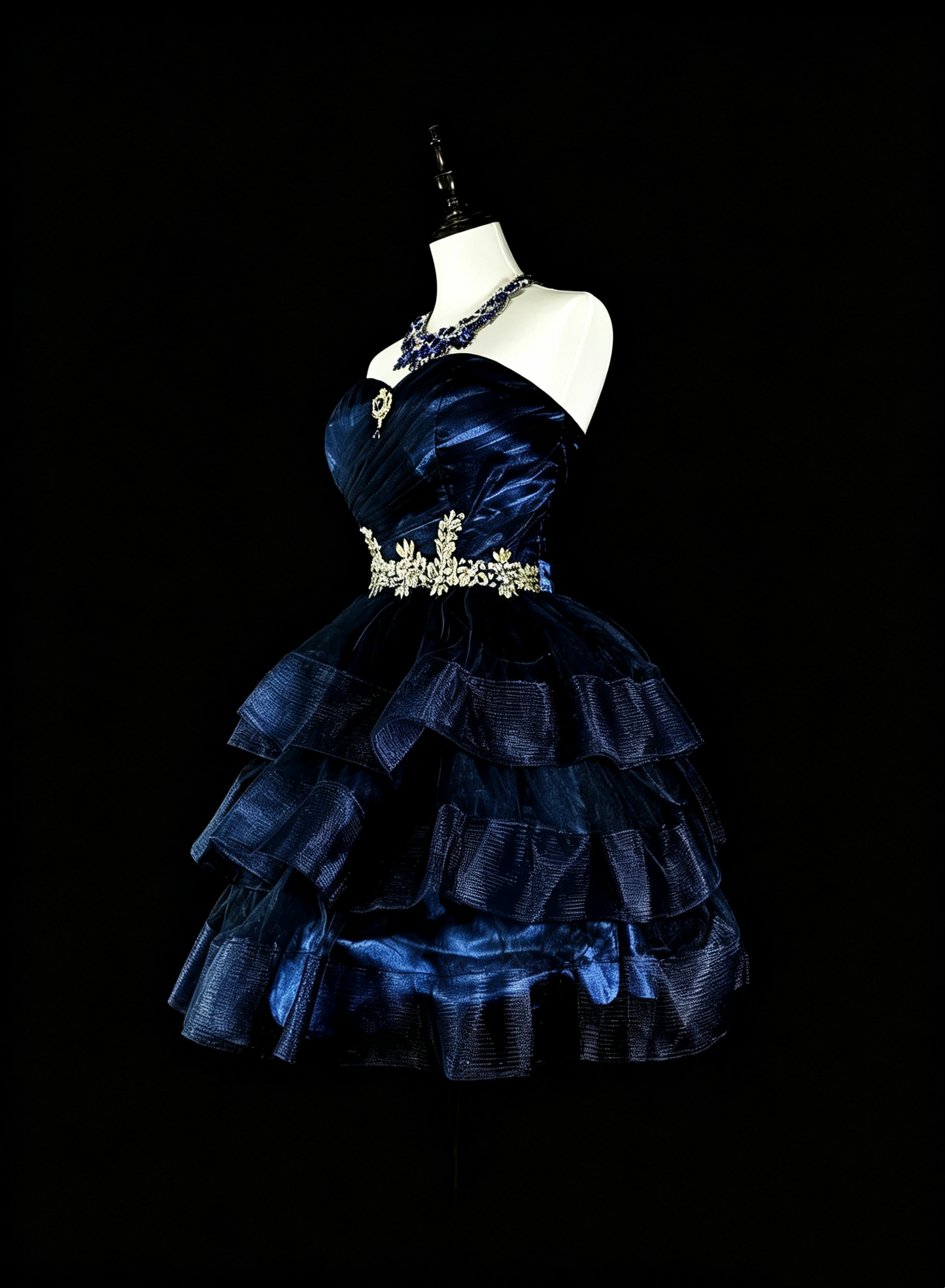 Fashion Navy Blue Satin Tulle Beaded A Line Short 6th Grade Homecoming Dress,Mini Prom Dress SP3387