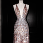 Luxury Deep V Sequin Backless Long Evening Dress Formal Prom Dress Y8683