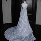 Classy Blue Tulle Beaded Mermaid Prom Dress,Formal Evening Dress Wedding Dress Y8655