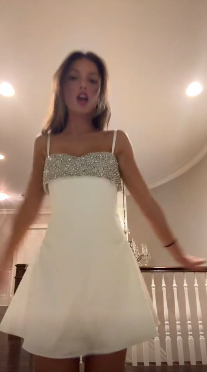 Elegant Spaghetti Straps White Satin Beaded A Line Short Homecoming Dress Birthday Outfits SP2878