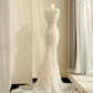 Classy Tulle Lace Appliques Mermaid Prom Evening Dress,Long Wedding Dress Y8681