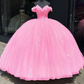 Glitter Off The Shoulder Ball Gown Sweet 16 Dress  Y4488