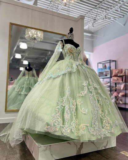 Sage Green Tulle Ball Gown,Sweet 16 Dress,Princess Dress  Y2251