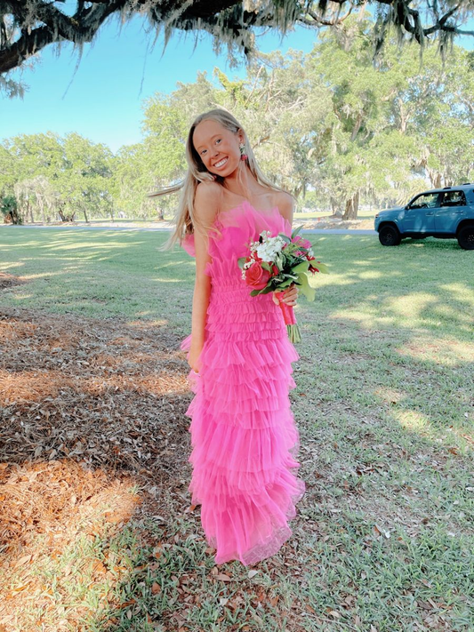 Chic Tulle Tiered Long Prom Dress,Prom Gown,Elegant Formal Gown Y2294