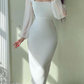 White Square Neckline Sheath Prom Dress,White Prom Gown Y5658