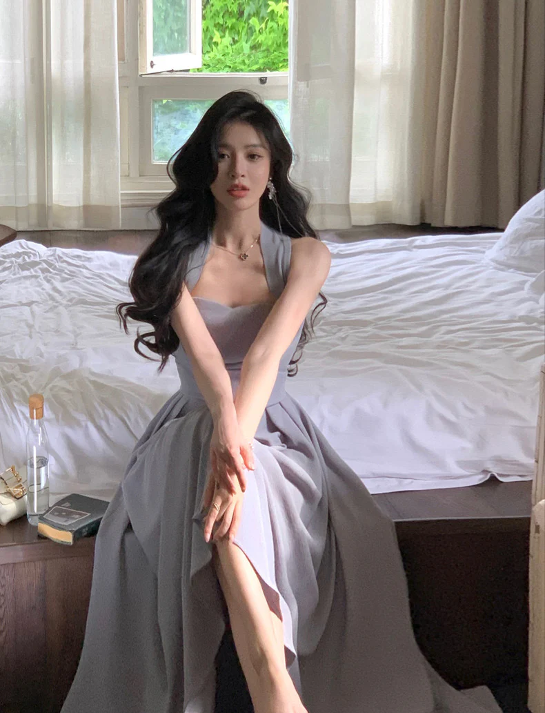 Midi Prom Dress Women Elegant Summer New Fashion Evening Party Ladies Slim Vestidos Vintage Y4718