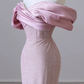 Flesh Pink Sequin Evening Gown Elegant Women's Off Shoulder Party Prom Evening Dress  Y6963