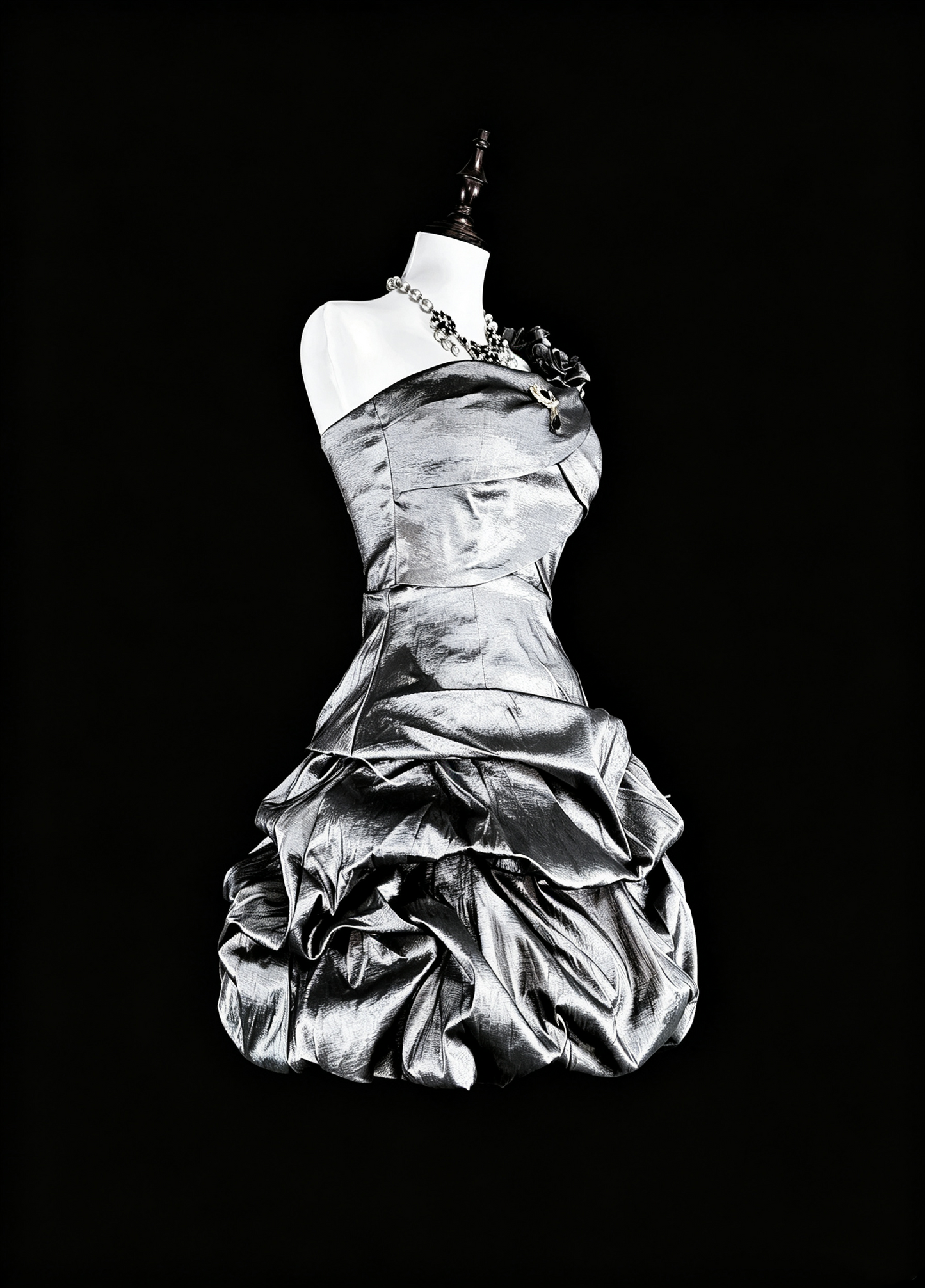 Chic One Shoulder Silver Satin Pleated A Line Short Homecoming Dress Cocktail Dress SP3389