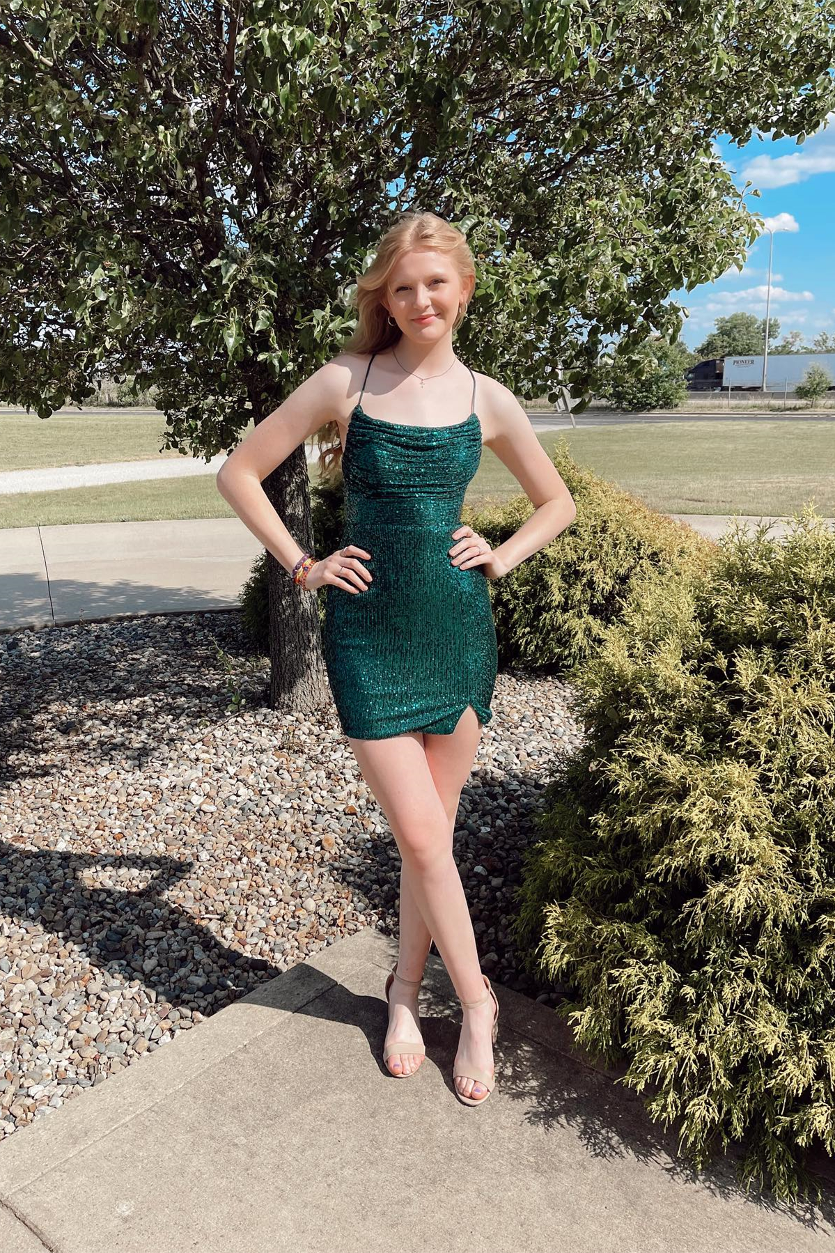 Straps Dark Green Cowl Neck Tight Mini Dress,Dark Green Homecoming Dress Y2948