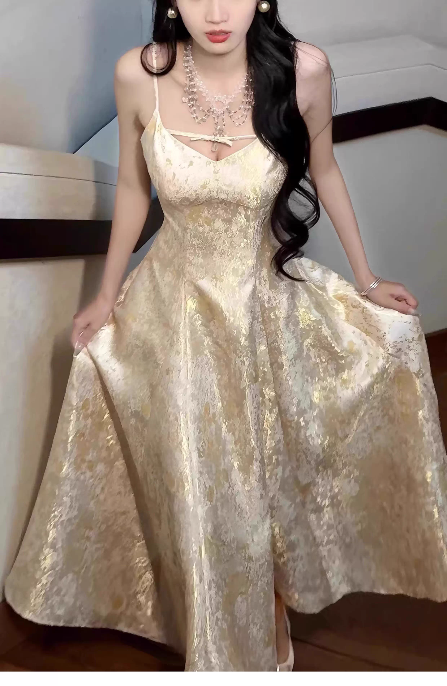 Glamorous Spaghetti Straps V Neck Satin Print Floral Long Party Dress Formal 20th Birthday Outfits SP1979