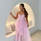 Pink Strapless Sweetheart Multi-Layers Tulle Long Prom Dress Y5884
