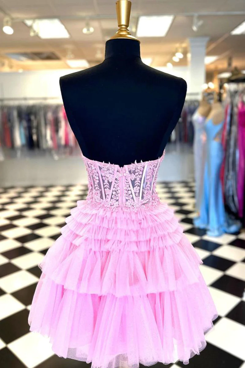 A Line Sweetheart Homecoming Dress with Ruffles Y2828