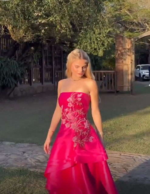 Gorgeous Hot Pink Strapless Satin Beaded Long Party Dress Prom Dress SP3101