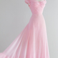 Retro Pink A-line Long Prom Dress,Pink Bridesmaid Dress Y2207
