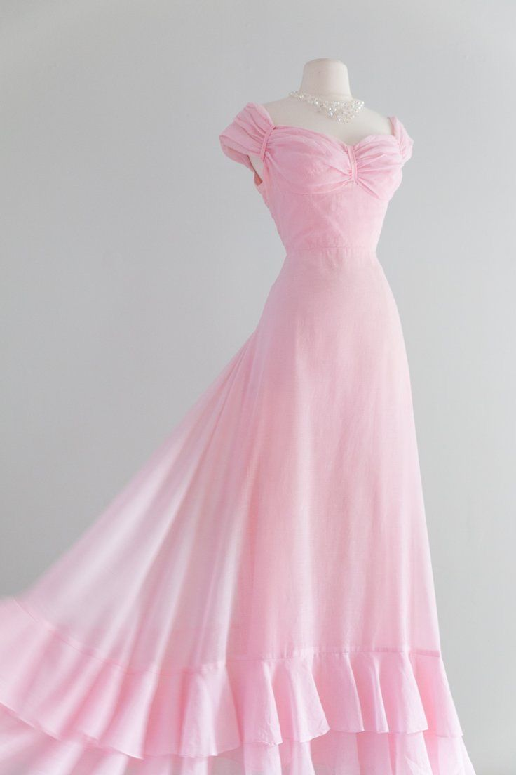 Retro Pink A-line Long Prom Dress,Pink Bridesmaid Dress Y2207