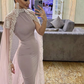 Saudi Arabia Prom Dress With Cape, Dubai Formal Evening Dress Y6070