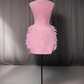 Luxury Pink Feather Homecoming Dress Birthday Dress Wedding Party Dress Y2639