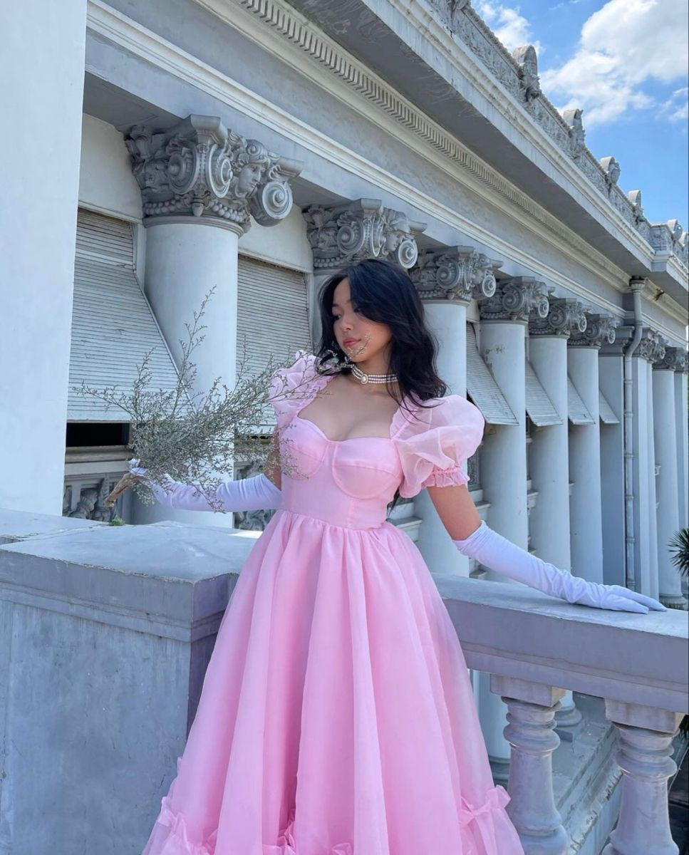 Vintage Pink A-line Prom Dress,Pink Princess Dress Y5623