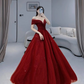 Off The Shoulder Red A-line Prom Dress,Princess Prom Gown  Y6027