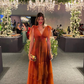 Orange Elegant V Neck Long Evening Dress,Wedding Guest Dress Y5065