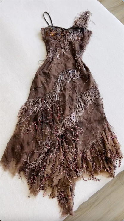 Vintage Off The Shoulder Chiffon Sequins Evening Dress Formal Prom Dress Y8300