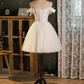 Cute White Tulle Sweetheart Beaded Homecoming Dress, White Short Graduation Dresses Y1966