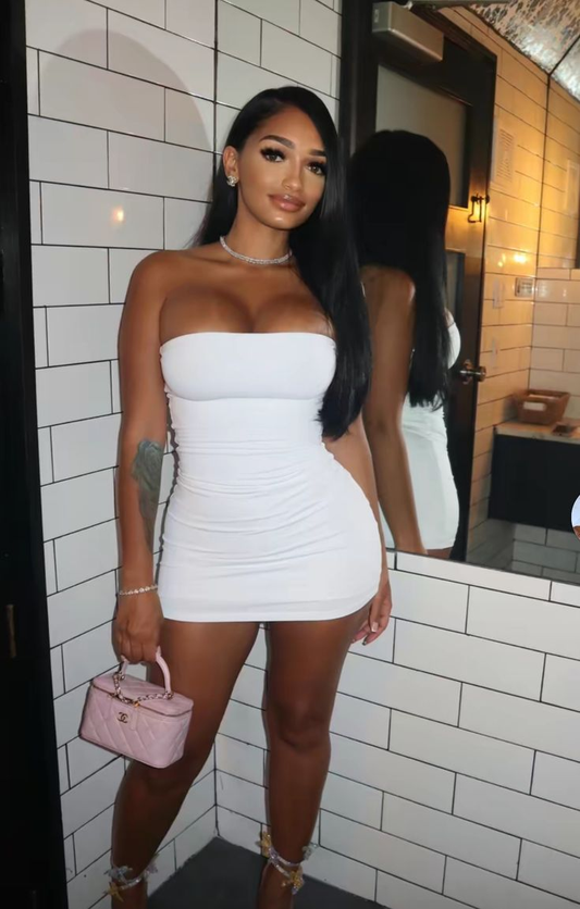 Sexy White Sheath Short Homecoming Dress Strapless Mini Cocktail Dress Party Dress Y9043