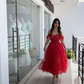 Red A-line Tulle Prom Dress,Red Birthday Party Dress Y6279