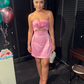 Strapless Pink Homecoming Dress，Chic Pink Party Dress Y2138