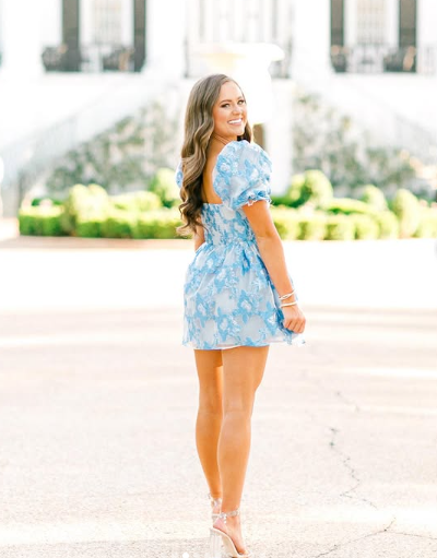 Retro Style Floral A-line Short Homecoming Dress,Summer Outfit Dress Y2957