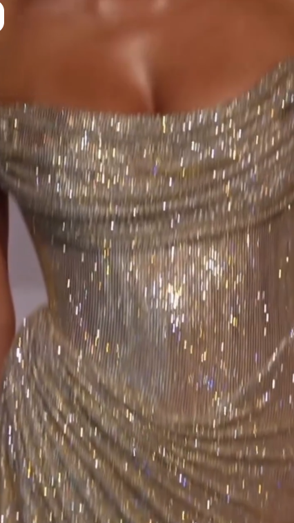 Glitter Off The Shoulder Gold Sequin Party Dress Long Wedding Guest Dress SP3412