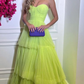 Green sweetheart a-line tulle long prom formal dresses Y5465