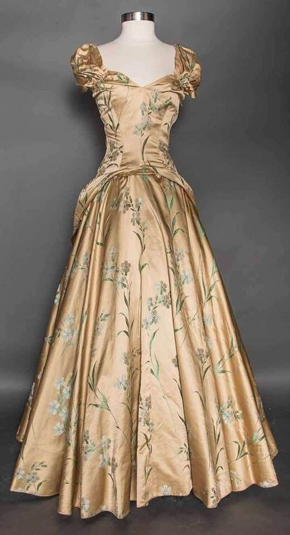 Vintage Satin A Line Long Birthday Prom Gown Evening Dress SP799